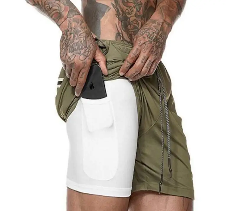 

Summer Men's Double-layer Shorts Large Size Running Sports Fast Dry Breathable Fitness Cloth
