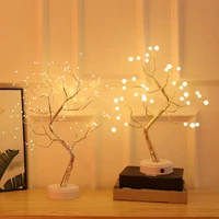led table lamp night lights usb fire tree light copper wire table lamps fairy night light for home bedroom christmas decor