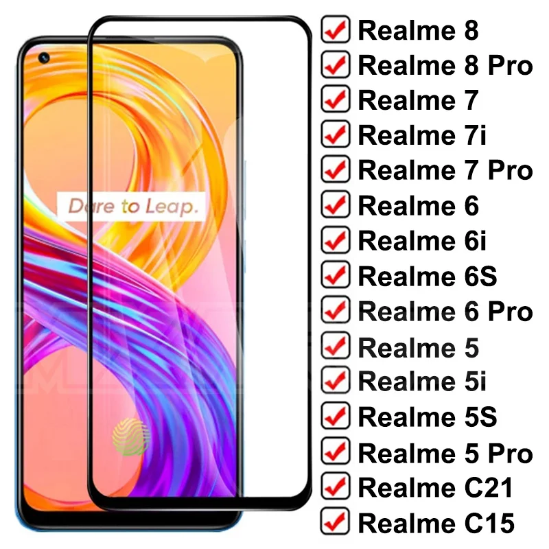 9D Full Protective Glass For OPPO Realme 8 7 Pro 7i C21 C15 C11 C3 Tempered Glass Realme 6 5 Pro 6i 6S 5i 5S Screen Protector