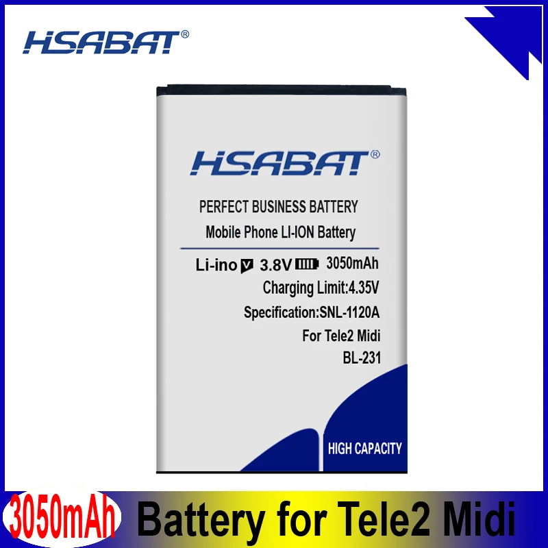 Аккумулятор HSABAT для Tele2 Midi 3050 мА/ч аккумулятор телефона с аккумулятором на