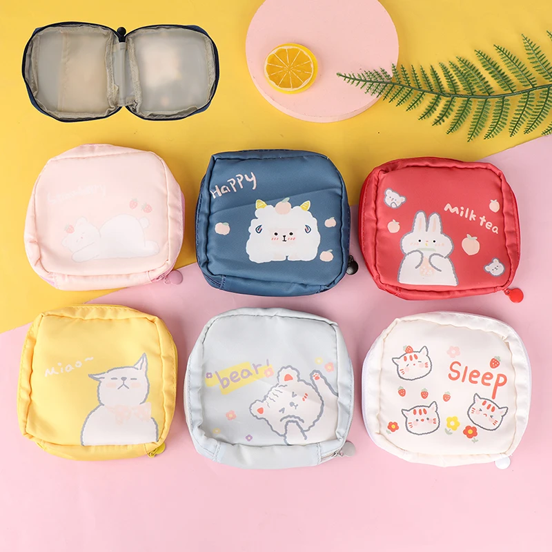 

1pcs Women Portable Cute Tampon Storage Bag Multi-Purpose Sanitary Pad Cosmetic Bag Headphone Case Coin Purse