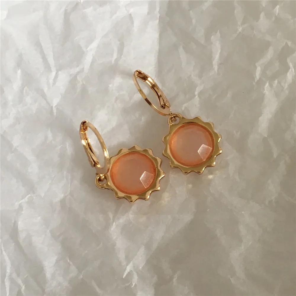 Сладкий подсолнечника Шарм черный красный персик Цвет обруч с камнем Серьги для