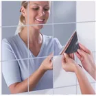 16 шт.компл. зеркальные настенные наклейки настенные Self-клейкие плитки мебельная пленка для дома Ванная комната Декор зеркало Фольга наклейки на стену