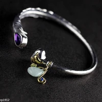kjjeaxcmy boutique jewelry s925 sterling silver jewelry thai silver drop amethyst open bangle