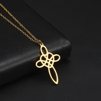 chinese knot necklace for women silver cross pendant clavicle chain stainless steel jewelry wholesale girls gift drop shipping