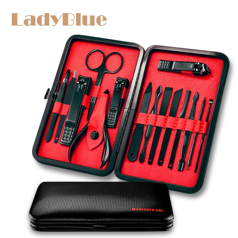 

15 шт./компл. набор для ногтей из нержавеющей стали для педикюра, удаления угрей, носа, волос, ножниц, ушей, кутикулы, маникюрный косметический ...