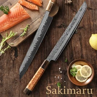 67 layers damascus japanese sashimi knife sakimaru kengata willow fish fillet sushi knife meat cutter salmon slice forging knife
