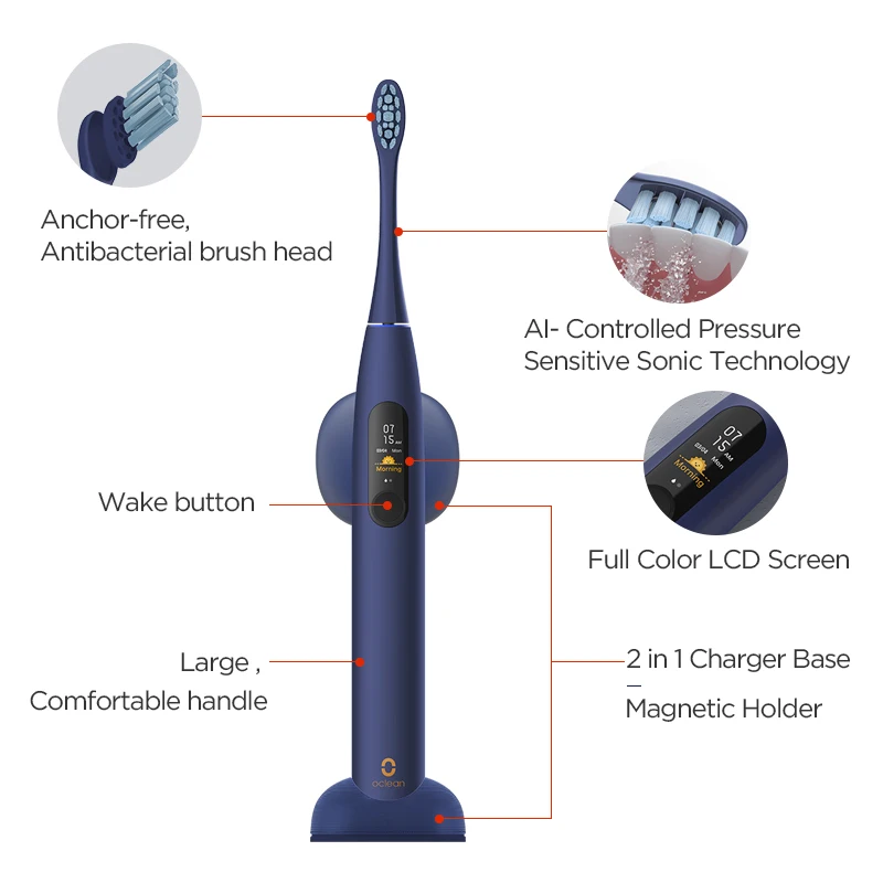 Зубная щетка Oclean X PRO звуковая электрическая 2 часа 30 дней 32