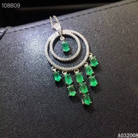 kjjeaxcmy fine jewelry 925 pure silver inlaid natural emerald girl new pendant classic necklace elegant support test