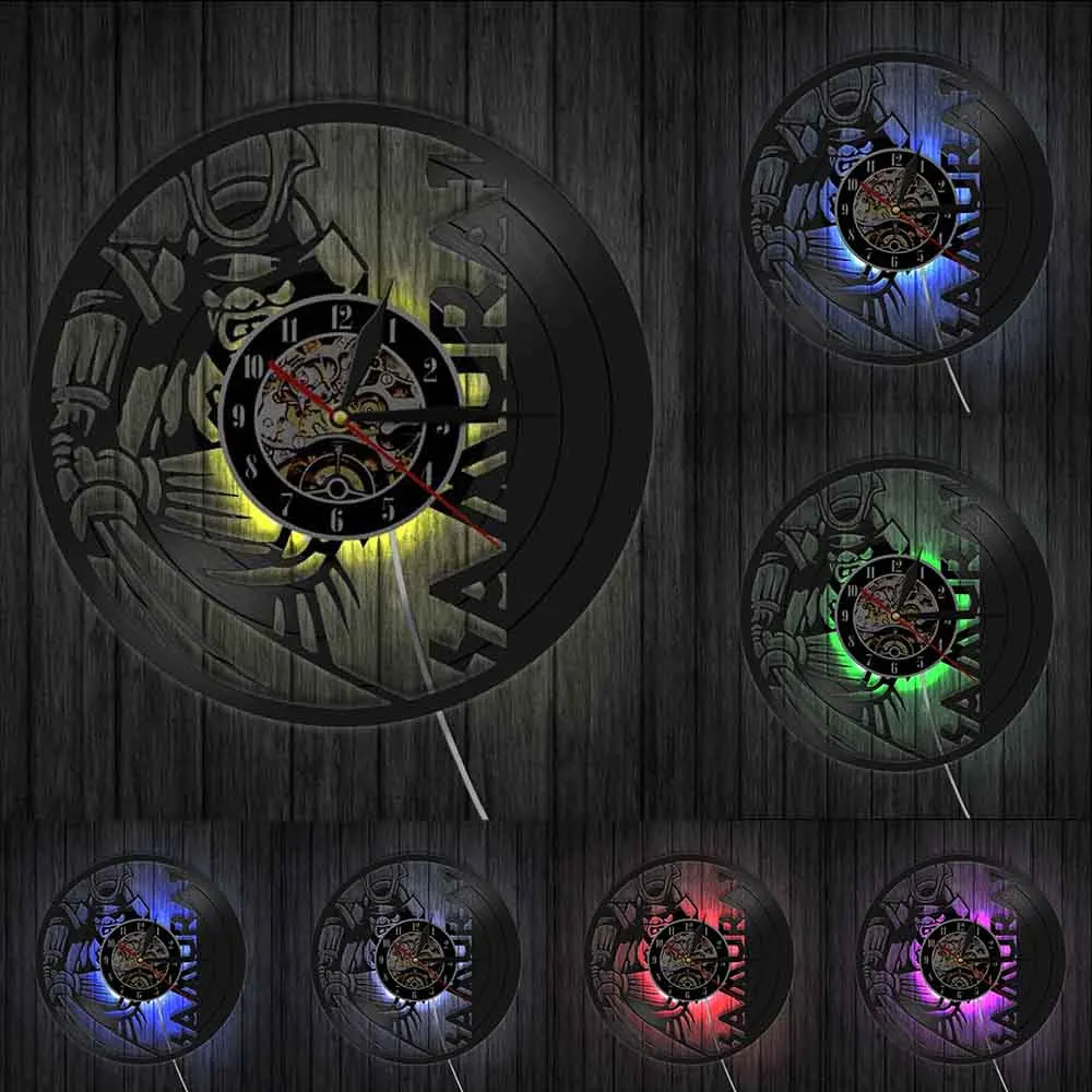 

Japanese Warrior Wall Art Wall Clock Samurai Vintage Vinyl Record Clock Bushido Wall Decor Janpanese Culture Enthusiast Gift