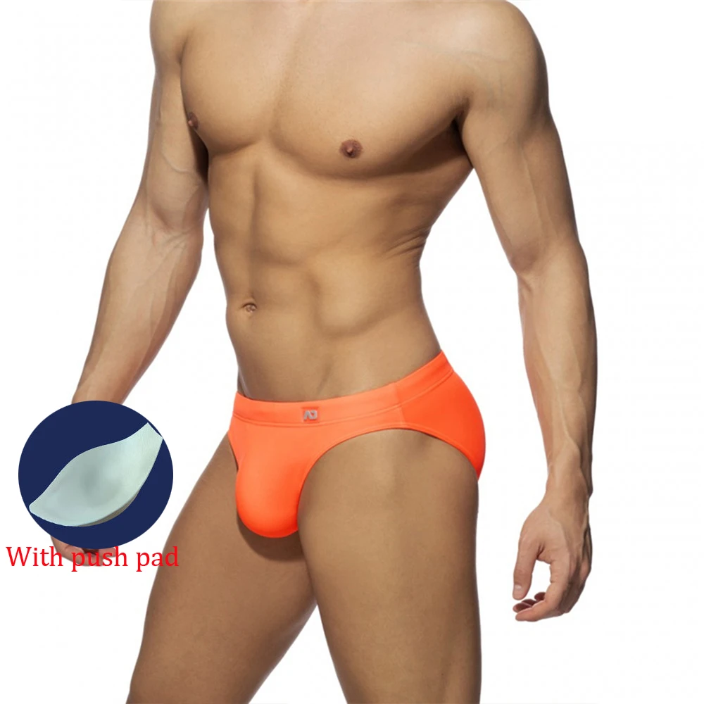 

Men's Swim trunks Low Waist Bikini Panties Sexy Nylon Solid Color Swimsuit Quick-Drying Push Pad Shorts Beach mens swim bikini