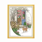 Набор для вышивки крестиком с изображением кошки впереди двери, картина из ткани 11CT 14CT, штампованная картина, холст, Декор, вышивка, рукоделие