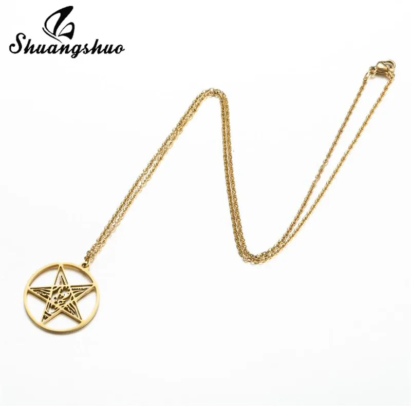 Shuangshuo сатанинский символ Bijoux Talisman Baphomet ожерелье из нержавеющей стали козья