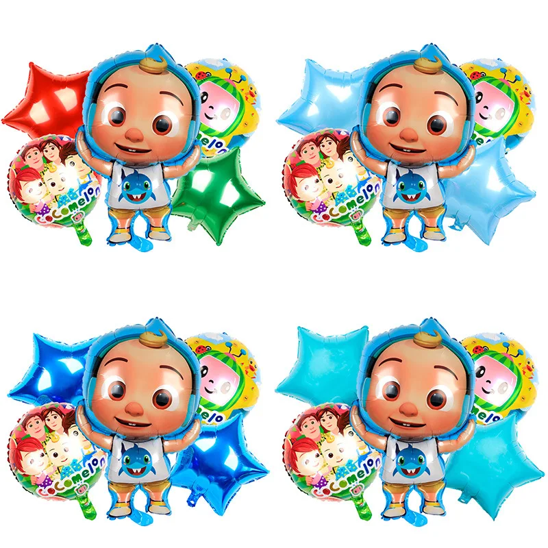 

Cocomelon theme cartoon aluminum balloon set happy birthday party decoration kids favorite latex inflatable helium balloon