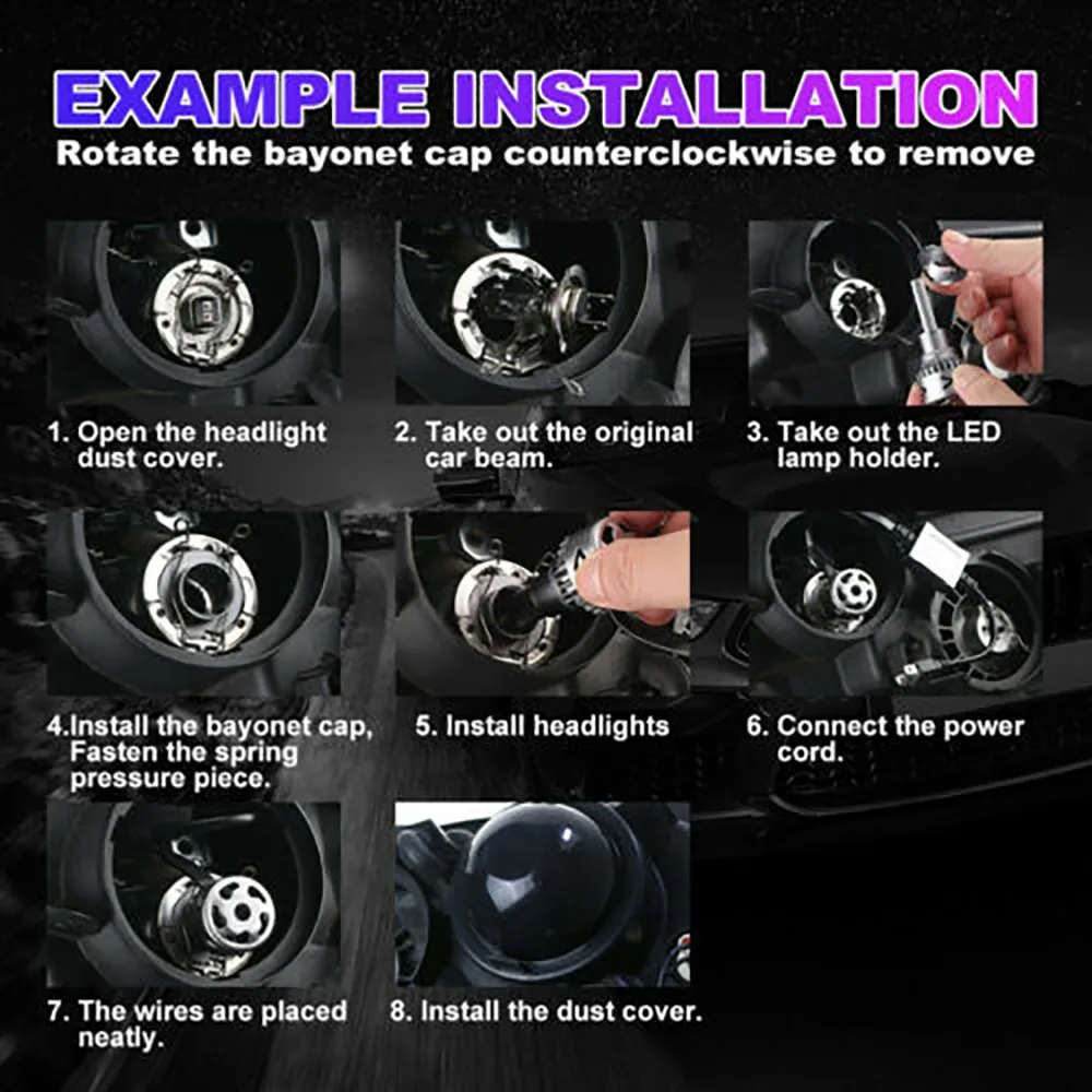 

H4 9003 Headlight Bulbs Wider Irradiation Range 16000LM 2pcs Aviation Aluminum 6063