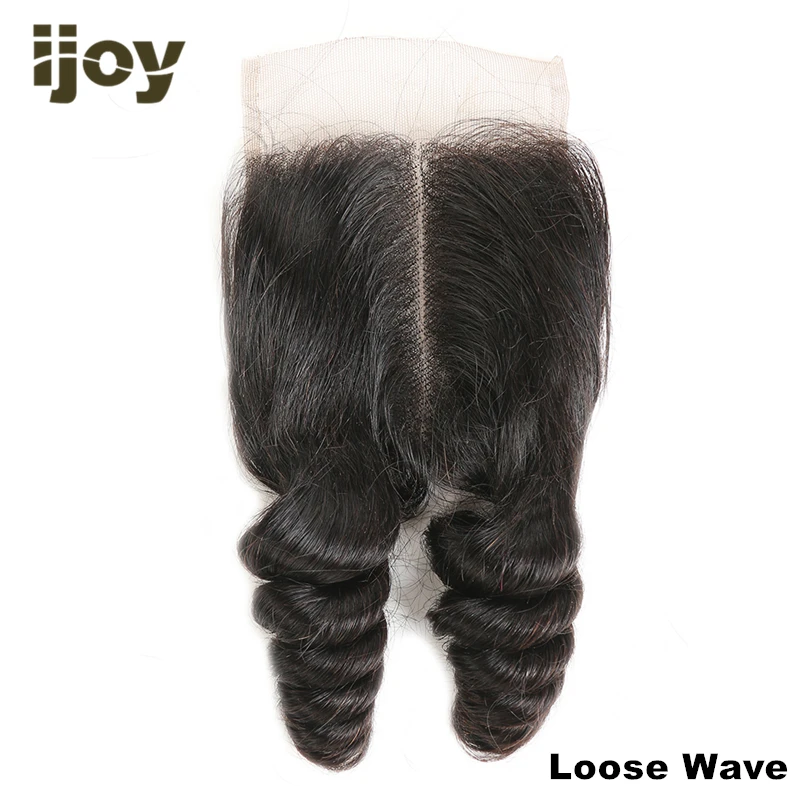 Loose Wave Kinky Curly Hair Closure человеческие волосы для наращивания 4x4 закрытие шнурка натуральный цвет "-20" бразильский кудрявый закрытие Non-Remy IJOY - Цвет: Loose Wave