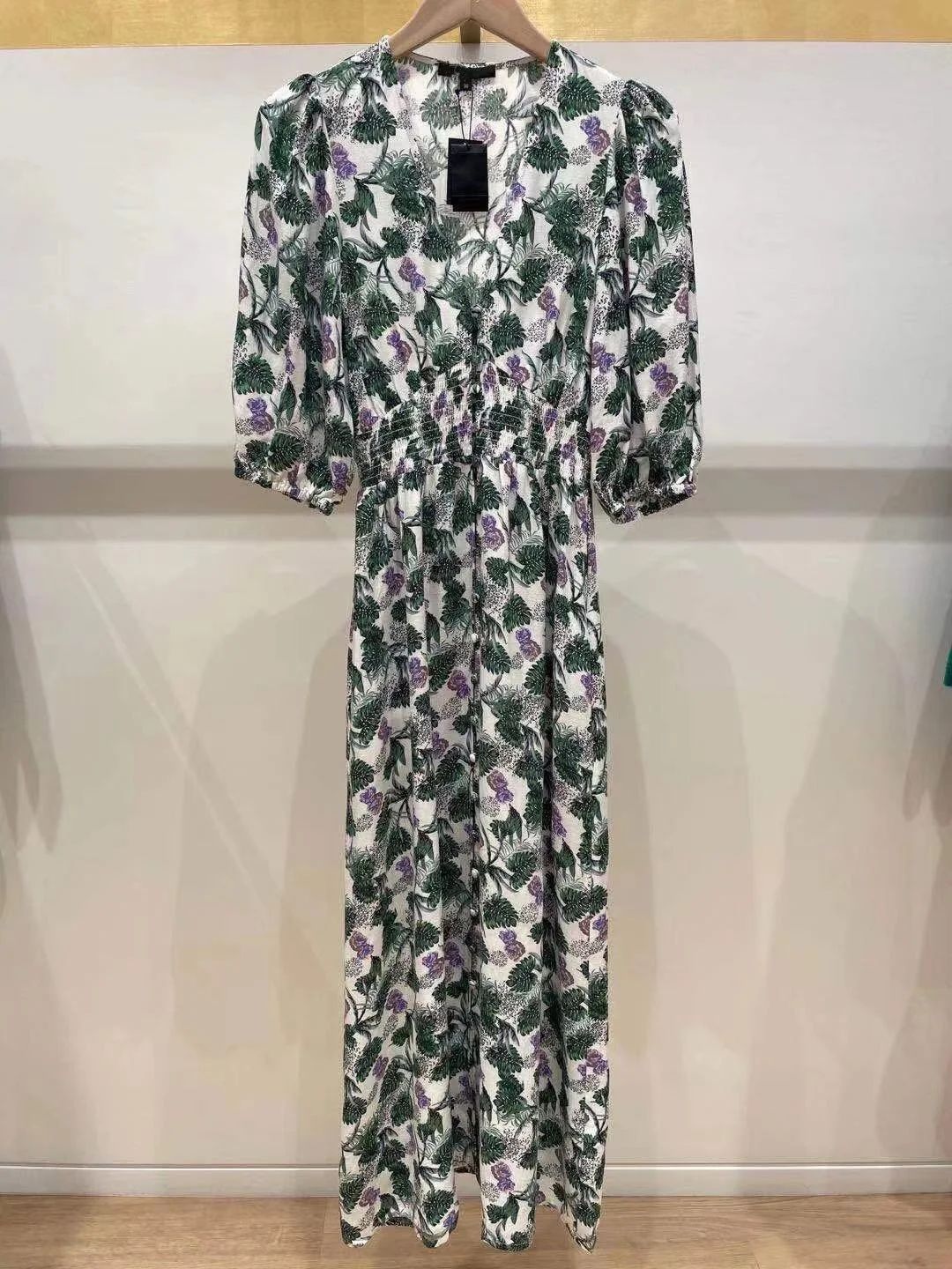 

2021 summer woman dress sexy deep V-neck half sleeve elegant maxi dress French brand casual party beach dress women
