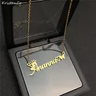 Индивидуальное ожерелье с именем из нержавеющей стали, индивидуальное женское ожерелье с короной и бабочкой, ювелирное изделие в подарок