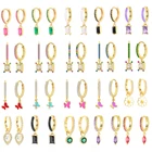 Женские серьги-кольца из серебра 925 пробы с цирконом