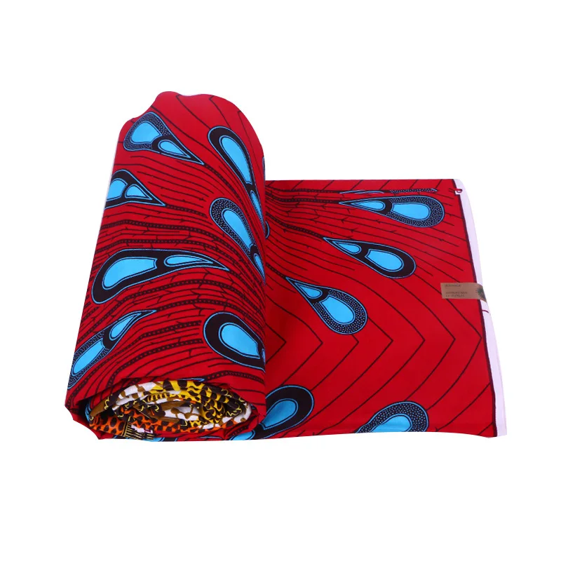 Африканская восковая ткань с красными перьями для платья 100% хлопок Гана Анкара