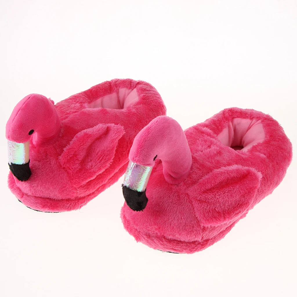 Rose Full Slippers Милые женские Мягкие плюшевые теплые тапочки с Фламинго; Новинка; домашняя обувь; милые зимние тапочки с героями мультфильмов; Рождественский подарок - Цвет: Rose Full Slippers