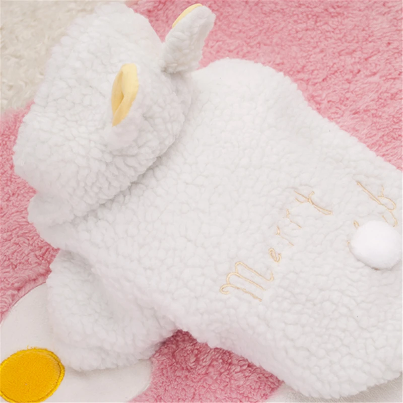 Новинка 2017 зимняя одежда для собак щенков милое белое теплое пальто с капюшоном XS