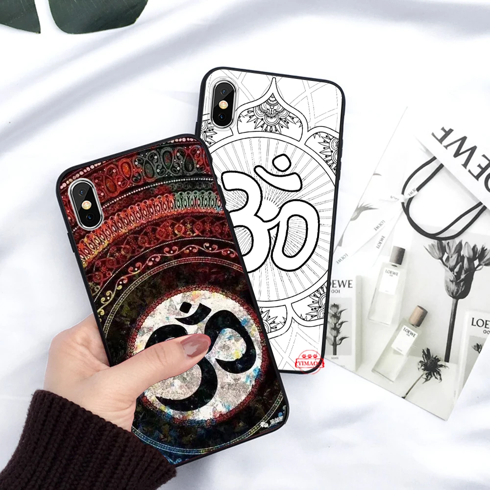 Цветочный Ом Йога АУМ om Яги роскошь силиконовый чехол для iPhone 5 5S 6 6S Plus 7 8 11 Pro X XS Max