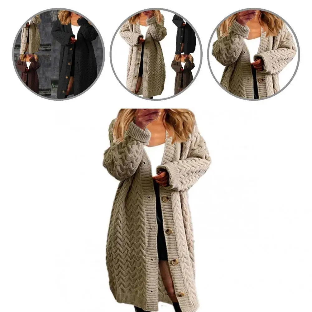

Sweater Cardigan Chic Skin-Touch V-Neck Twist Loose Lady Knitted Coat for Daily Wear Sweater Coat Women Cardigan