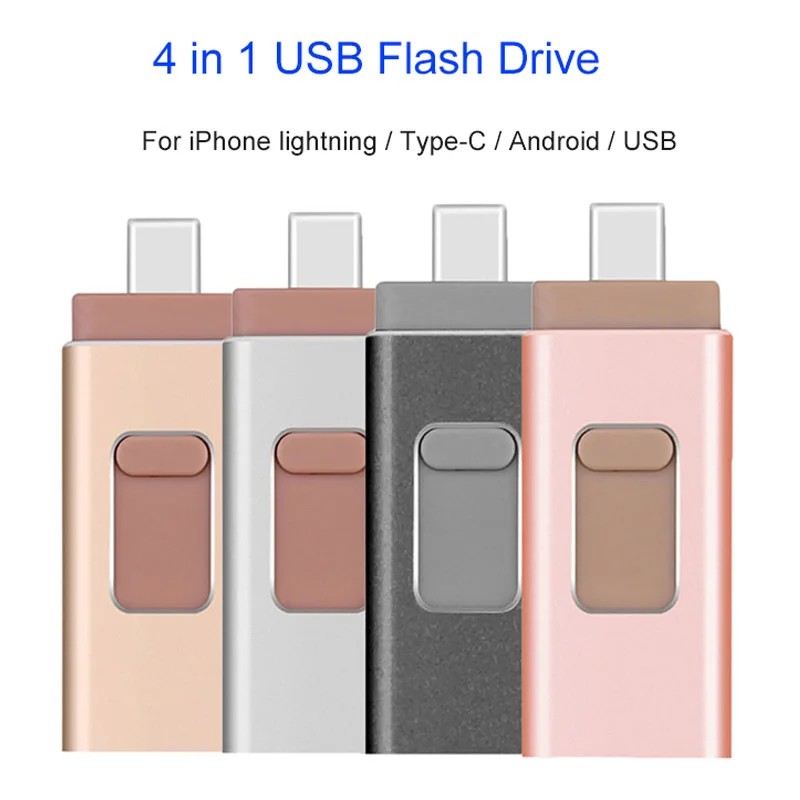 USB флеш накопитель 4 в 1 для iPhone флешка 128 ГБ 256 OTG флэш память Usb 3 0 Android сотовый