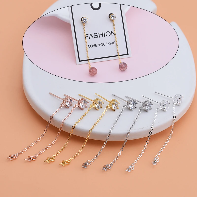 Самодельные серьги из серебра 925 пробы аксессуары циркониевые крест цепочка