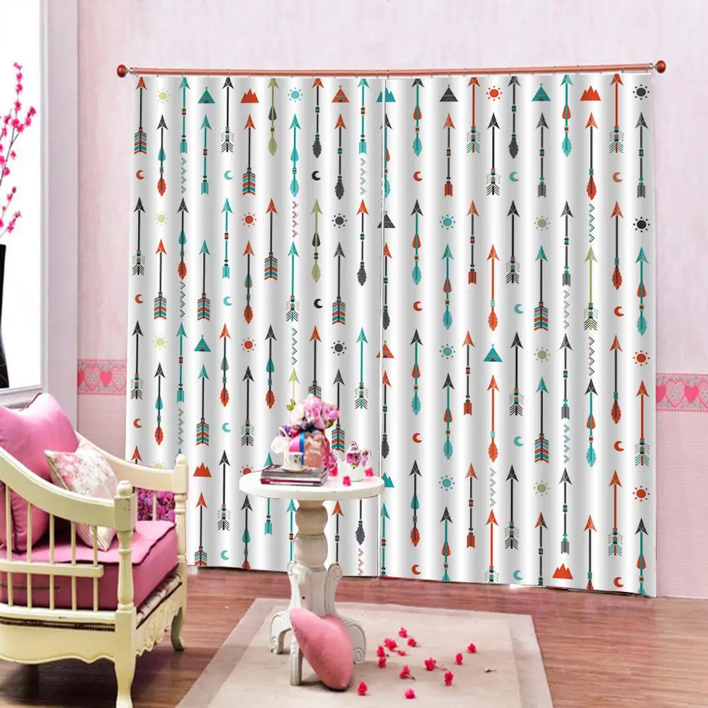 

Colorful Arrows 2 Panel with Hooks Window Curtains for Home Living Room Bedroom Curtain for Window Decor Custom any size