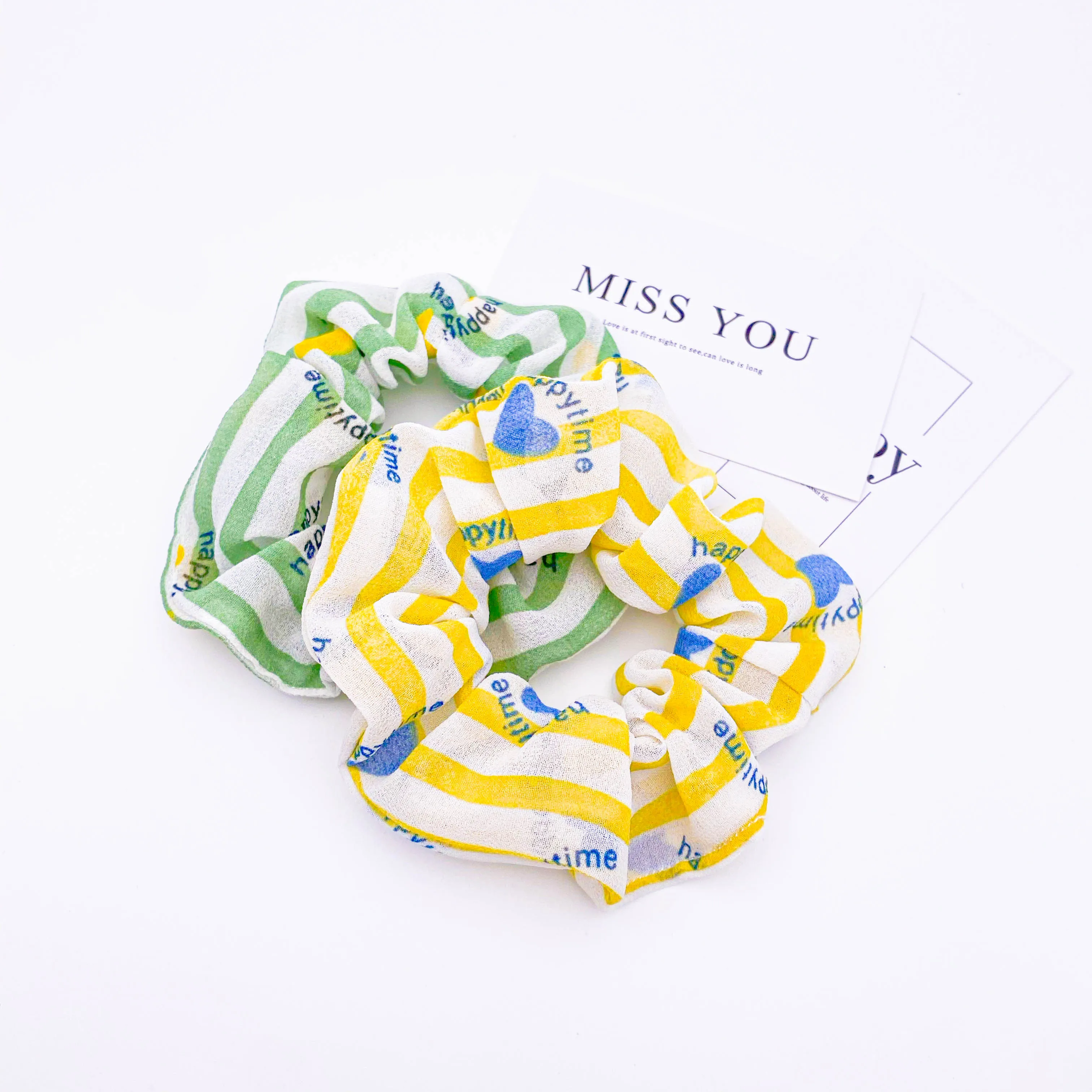 

FDream 2020 New Korean Chiffon Scrunchie Elastic Handmade Multicolor Sweet Hair Band Strawberry & love Ponytail Holder Headband