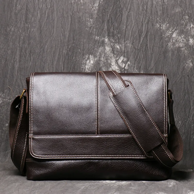 

Men Bags Genuine Leather Briefcase Cow Leather Messenger Shoulder Laptop Bag Men's Business A4 Files Package Designer Work Bag