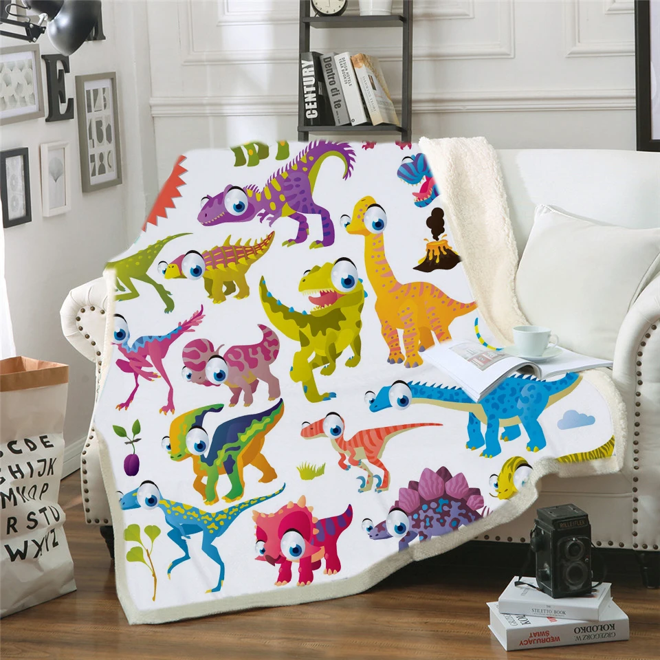 Детское одеяло с 3D принтом динозавра Юрского периода шерпа Флисовое из