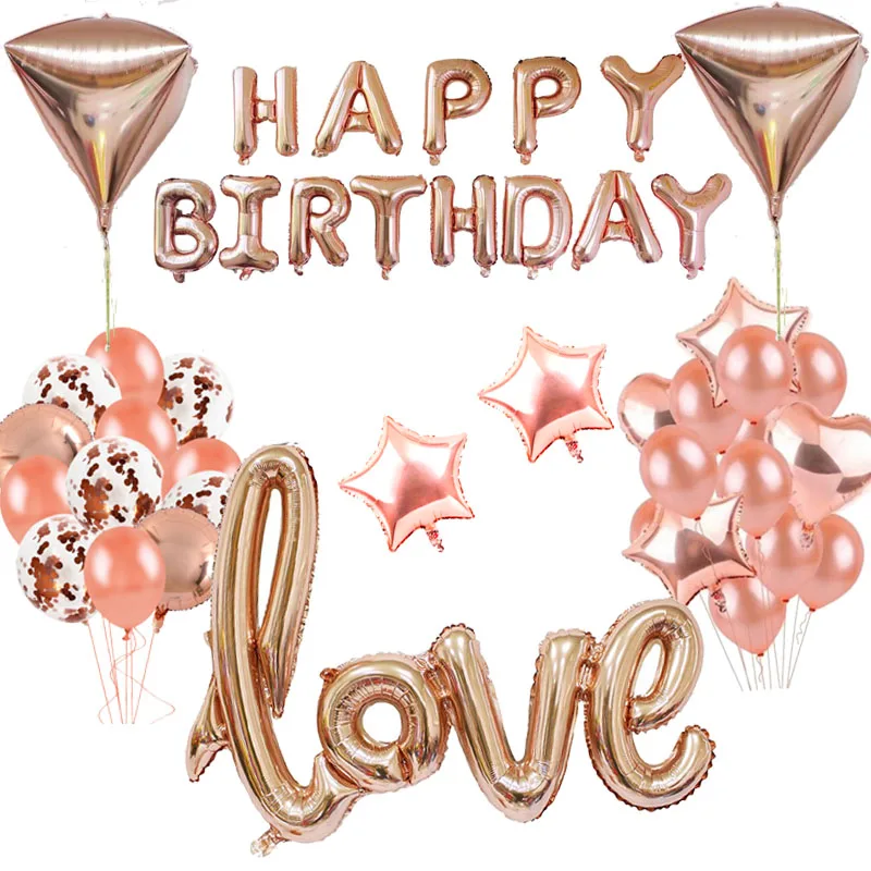 

MEIDDING Rose Gold Balloons Number Ballon Birthday Party Decoration Foil Latex Ballons Wedding Decor Birthday Party Supplies