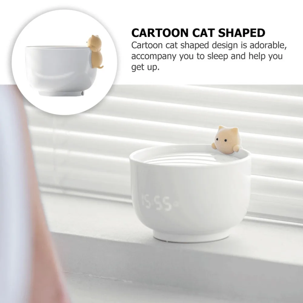 

Creative Alarm Clock Cat Shaped LED Alarm Clock Sound Control Desktop Clock