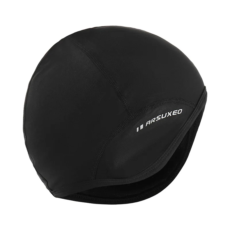 Black ARSUXEO, зимние флисовые велосипедные шапки, спортивные, MTB, велосипедные, балаклавы, шапки, снежные, череп, шапки, шлем, лайнер для мужчин и женщин, ветрозащитные, PT03 - Цвет: Black