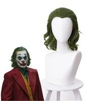 joker wig movie pennywise joaquin phoenix arthur fleck clown cosplay curly green synthetic hair wig with free wig cap