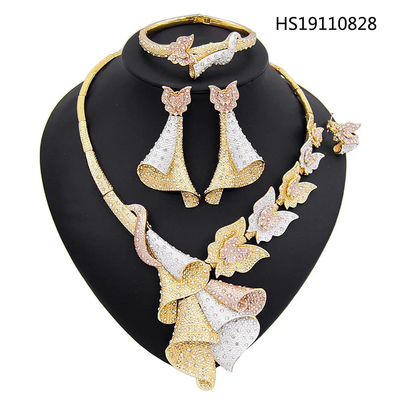 

Yulaili новые роскошные циркониевые Австрийские кристаллы Подвеска Ожерелье Серьги Дубай ювелирные наборы для женщин вечерние события свадьб...