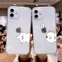 creative cartoons animal phone case for iphone 13 11 12 pro max mini clear transparent cat for iphone x xs max xr 7 8 plus se20