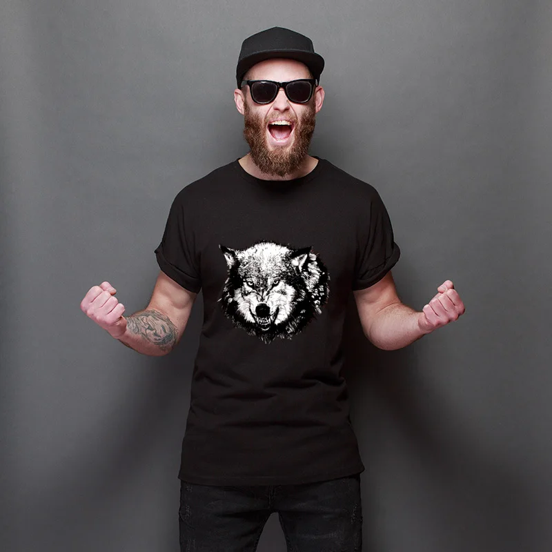 

New Arrival Wolf New Design 100% Cotton Tee Shirts Men Party Tees Autumn Simple Style T Shirt Unisex