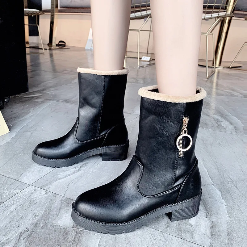 GRITION 2020 женские зимние ботинки из искусственной кожи на платформе с молнией меху