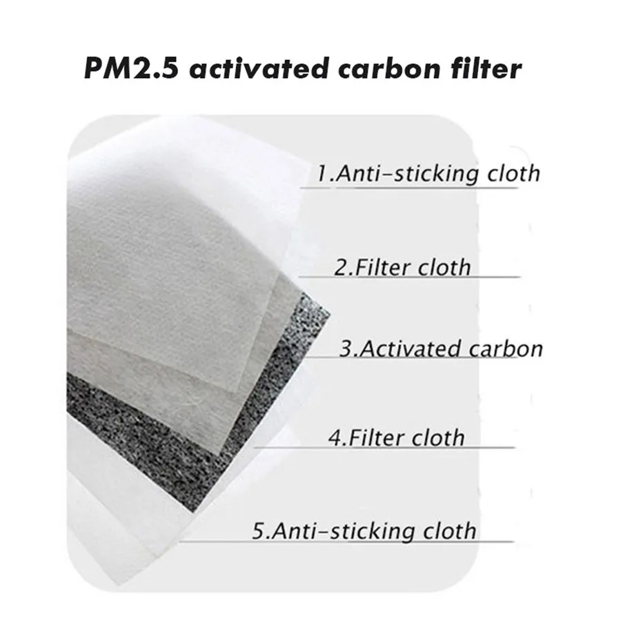 Фильтр с активированным углем Pm2.5 50 шт. для закрытия лица дыхательная вставка
