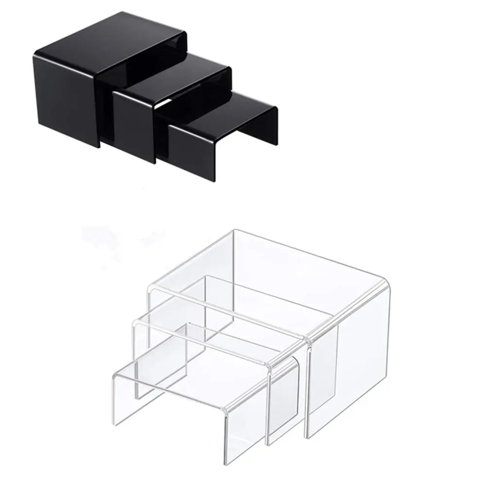 3 PCS Acrylic Display Riser Transparent Jewelry Risers Showcase Set Square Stand Storage Shelf | Дом и сад