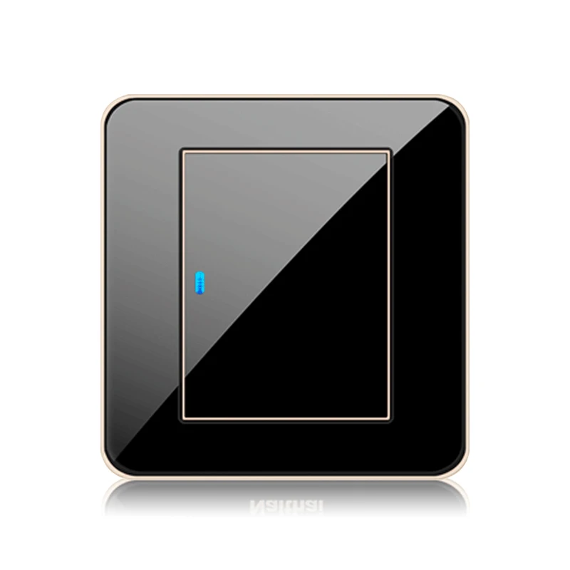 Бытовой выключатель типа 86 розетка с любой точкой черное зеркальное стекло