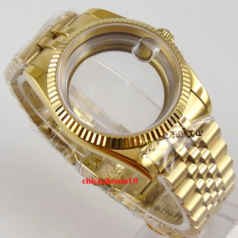 Чехол для часов с сапфировым покрытием прозрачный желтое золото 36 мм подходит ETA