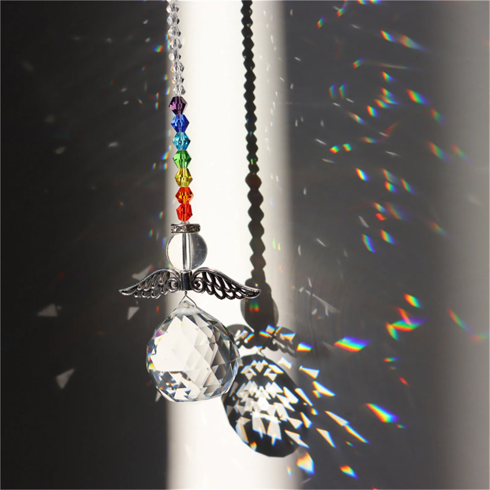 

Moon Ring Rainbow Crystal Suncatcher Hanging Rainbow Marker Home Garden Decoration Car Decor Crystal Prism Wind Chime Pendant
