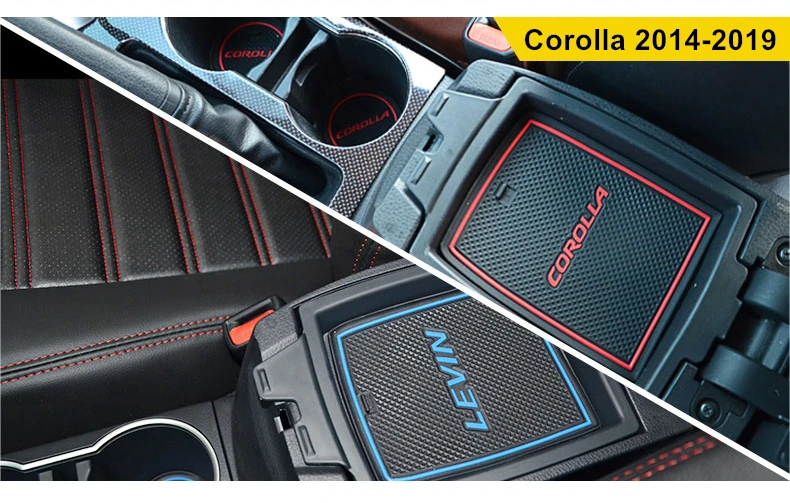 Non-Slip затворный слот резиновый коврик подстаканник Наклейка для Toyota Corolla затворный слот, подкладка Салонные подложки