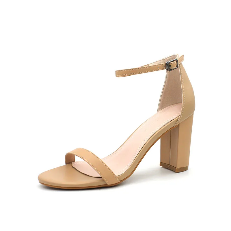 

Block Heels 2021 Summer Buckle Strap Beige Heeled Sandals Comfort Shoes for Women Open Toe Chunky Black Girls New Fashion Sexy H