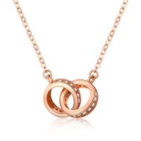 2021 fashion silver white plated 18k rose gold double ring necklace for women clavicle chain small fresh forest line jewelry